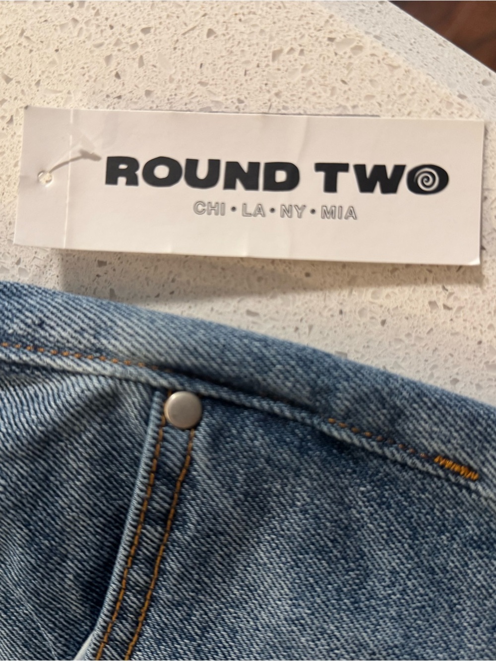 Patchwork Wide Leg Jeans in Blue with Mixed Fabric Panels - Picture 8 of 8